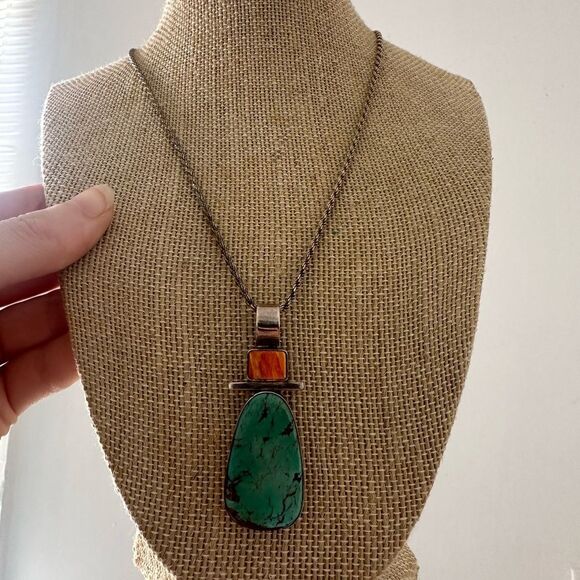 Vintage J.Rosetta Sterling Turquoise Necklace - Picture 1 of 9